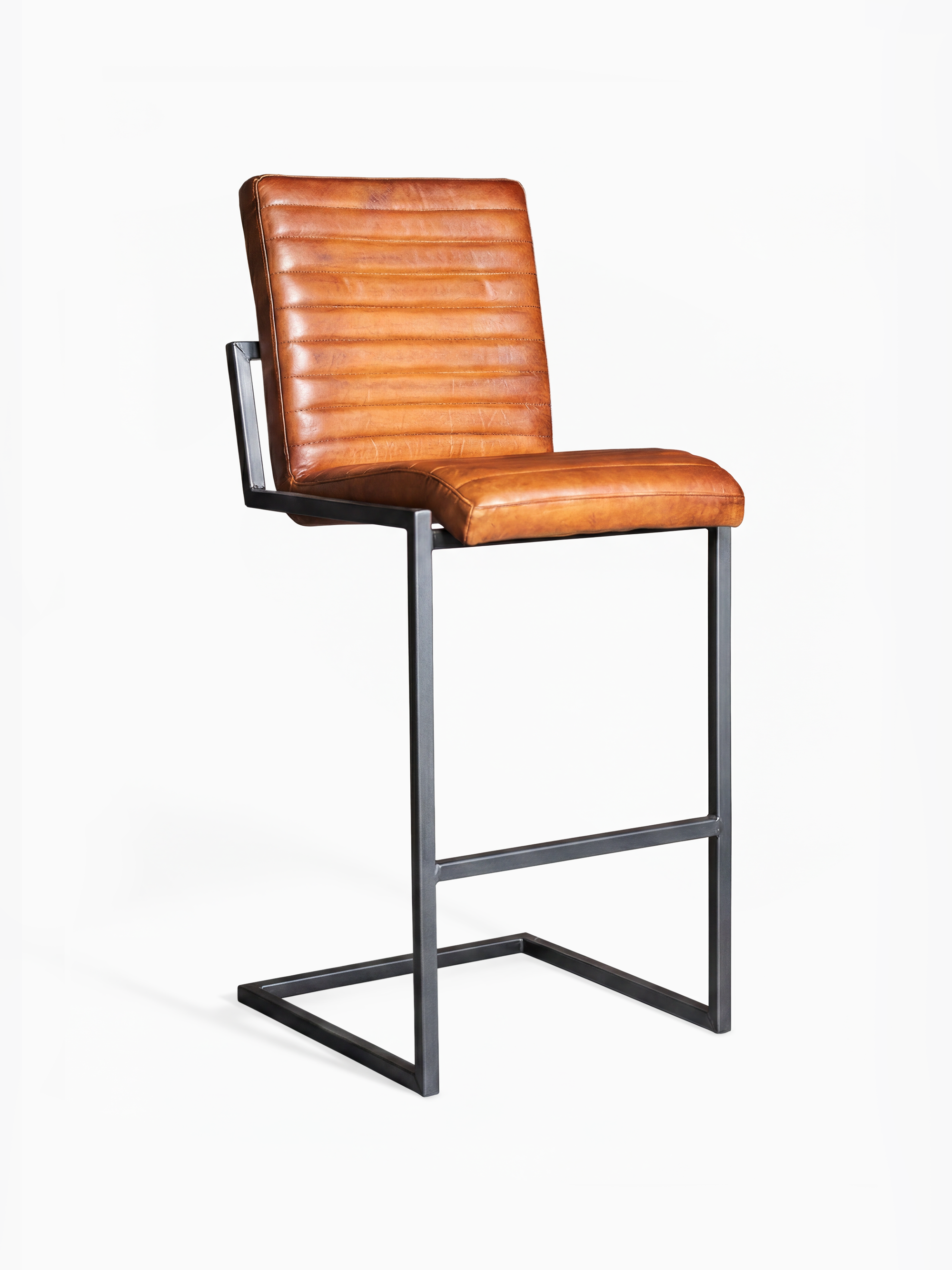Barhocker SINATRA aus Leder in Cognac