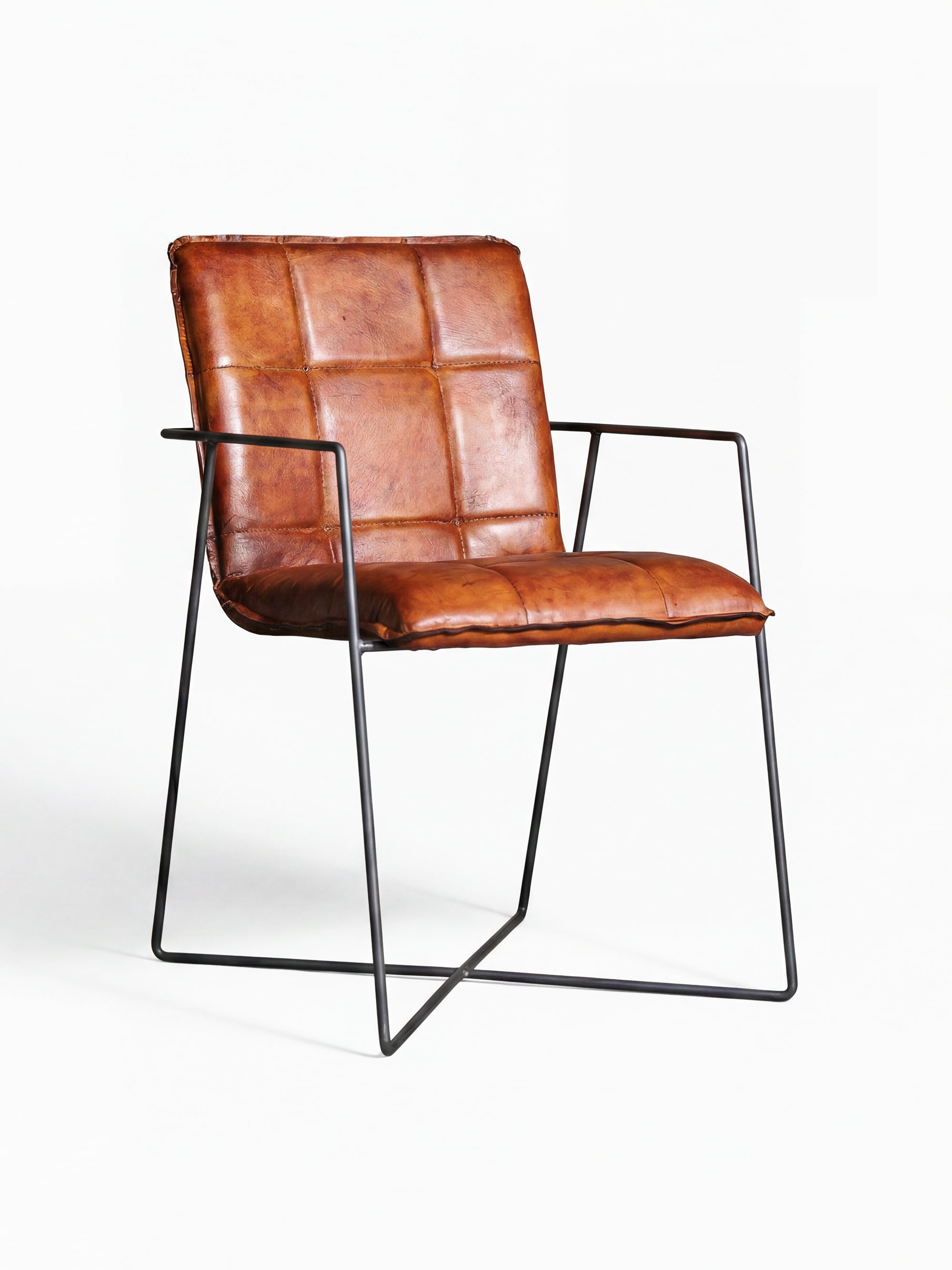Designstuhl Goodman aus Leder in Cognac