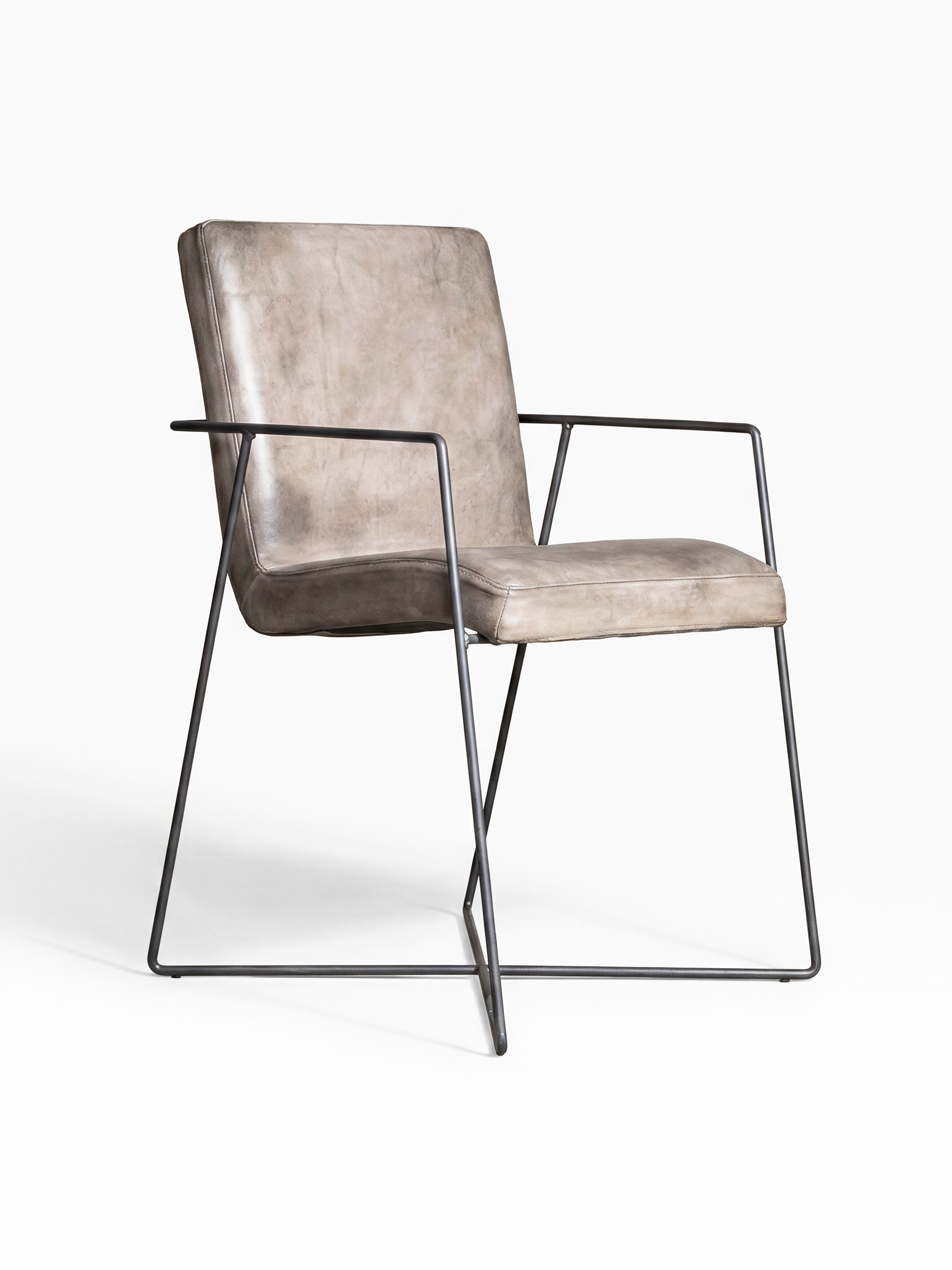Designstuhl JASPAR aus Leder in Grau