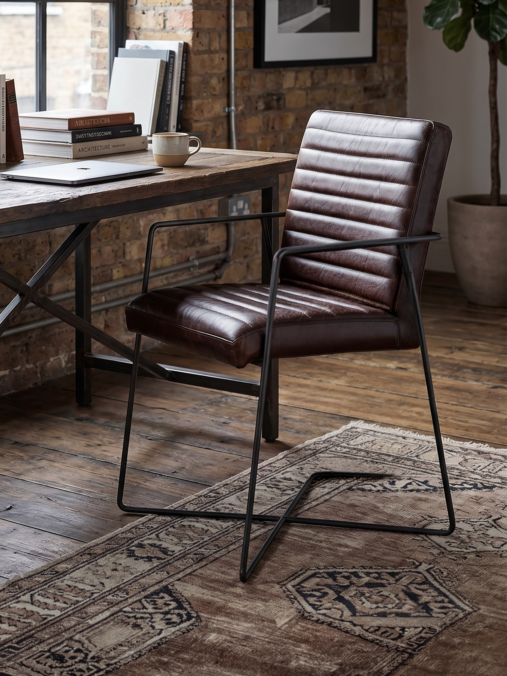 Designstuhl SINATRA aus Leder in Braun