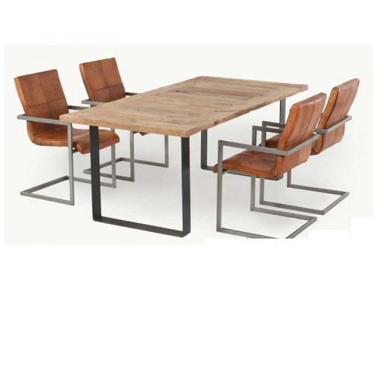 Massiver Tisch aus Eiche "Arturo" mit U-Förmigen Metallbeinen | Livior