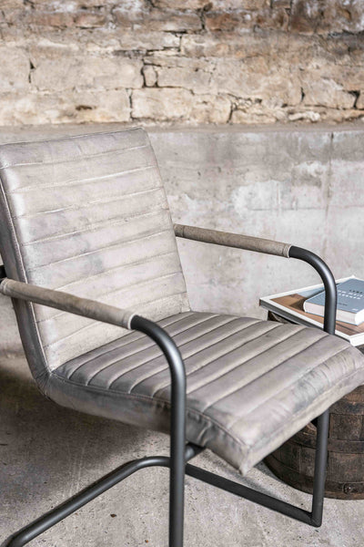 Eleganter Freischwinger Stuhl SINATRA aus Leder in Grau
