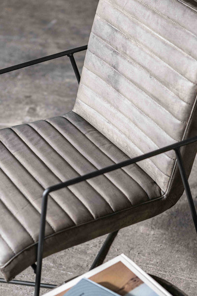 Designstuhl Sinatra aus Leder in Grau