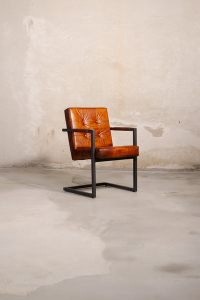 Basie Stuhl CHESTER – Eckig - Klassisch Cognac