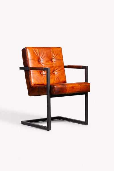 Basie Stuhl CHESTER – Eckig - Klassisch Cognac