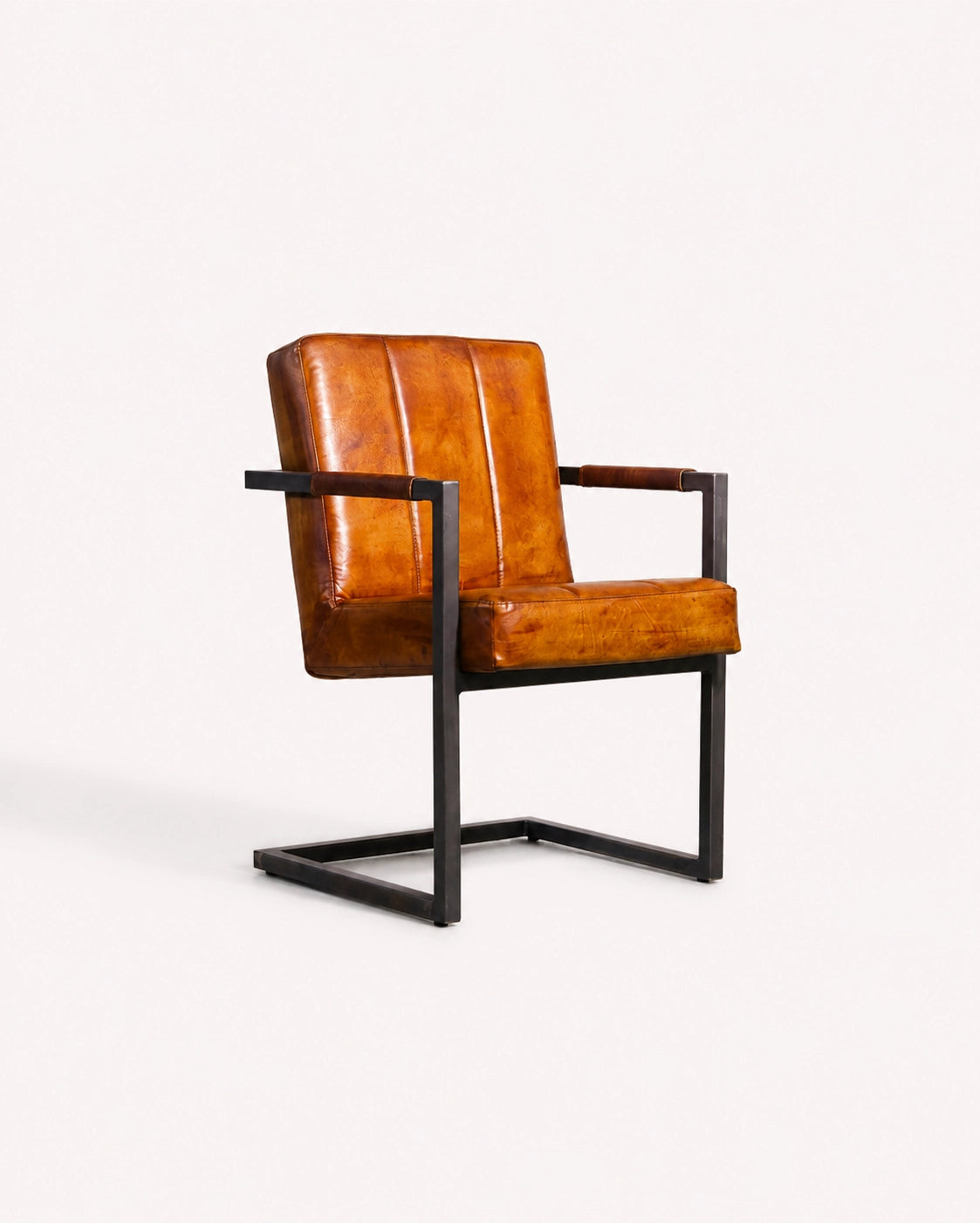 Basie Stuhl COOPER – Eckig - Klassisch Cognac