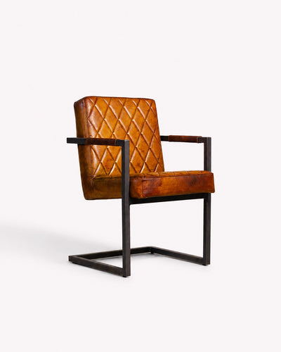 Basie Stuhl ERIC – Eckig - Klassisch Cognac