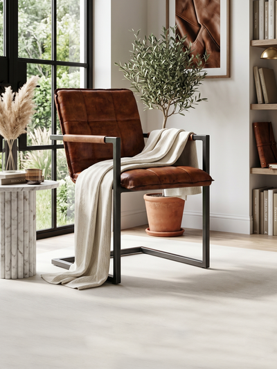 Freischwinger Stuhl GOODMAN aus Leder in Cognac