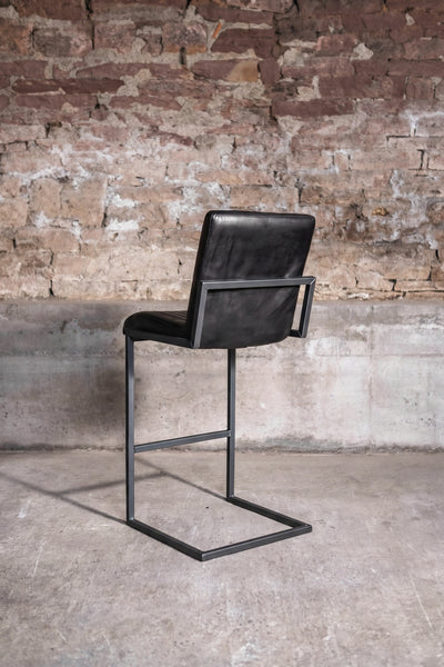 Barhocker „Cadi“ aus Leder in Schwarz, Rückansicht