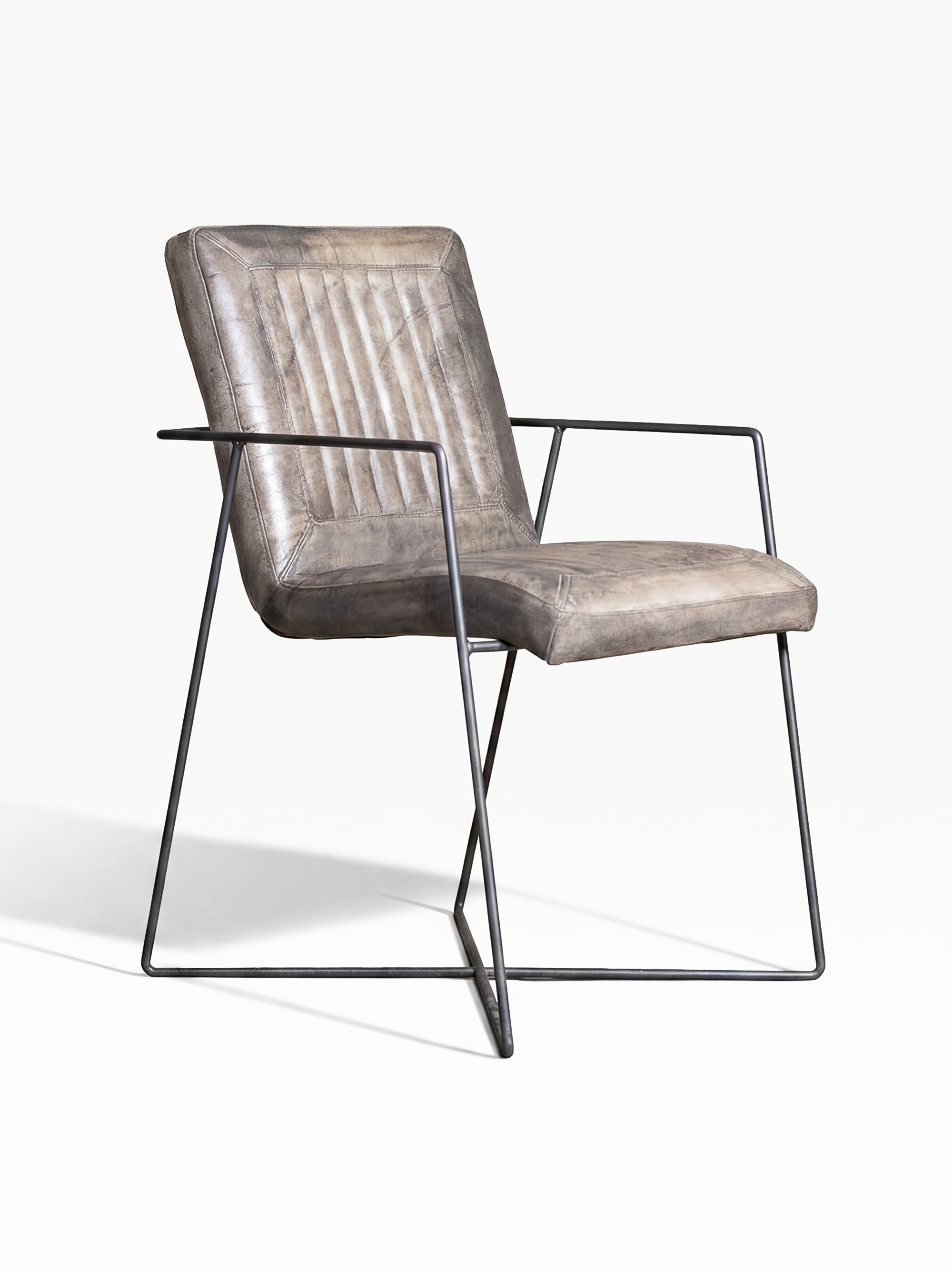 Designer Stuhl CADI aus Leder in Grau