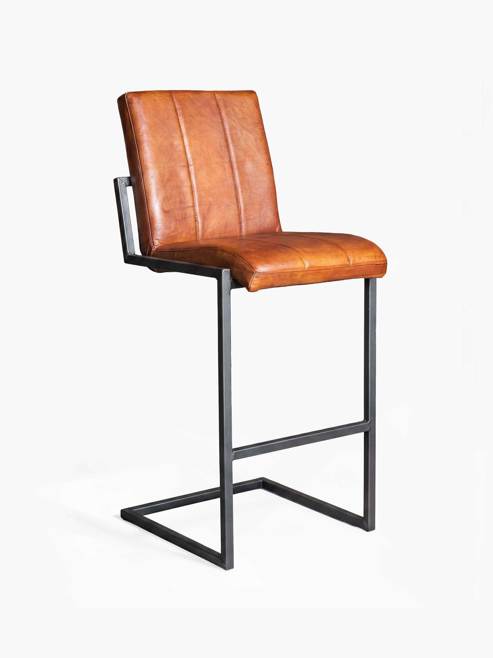 Barhocker COOPER aus Leder in Cognac