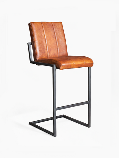 Barhocker COOPER aus Leder in Cognac