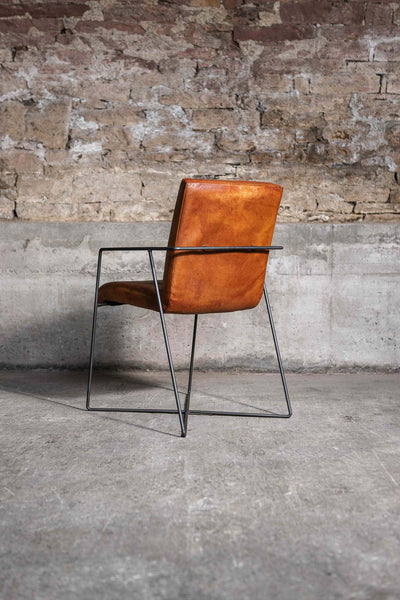 Designstuhl COOPER aus Leder in Cognac
