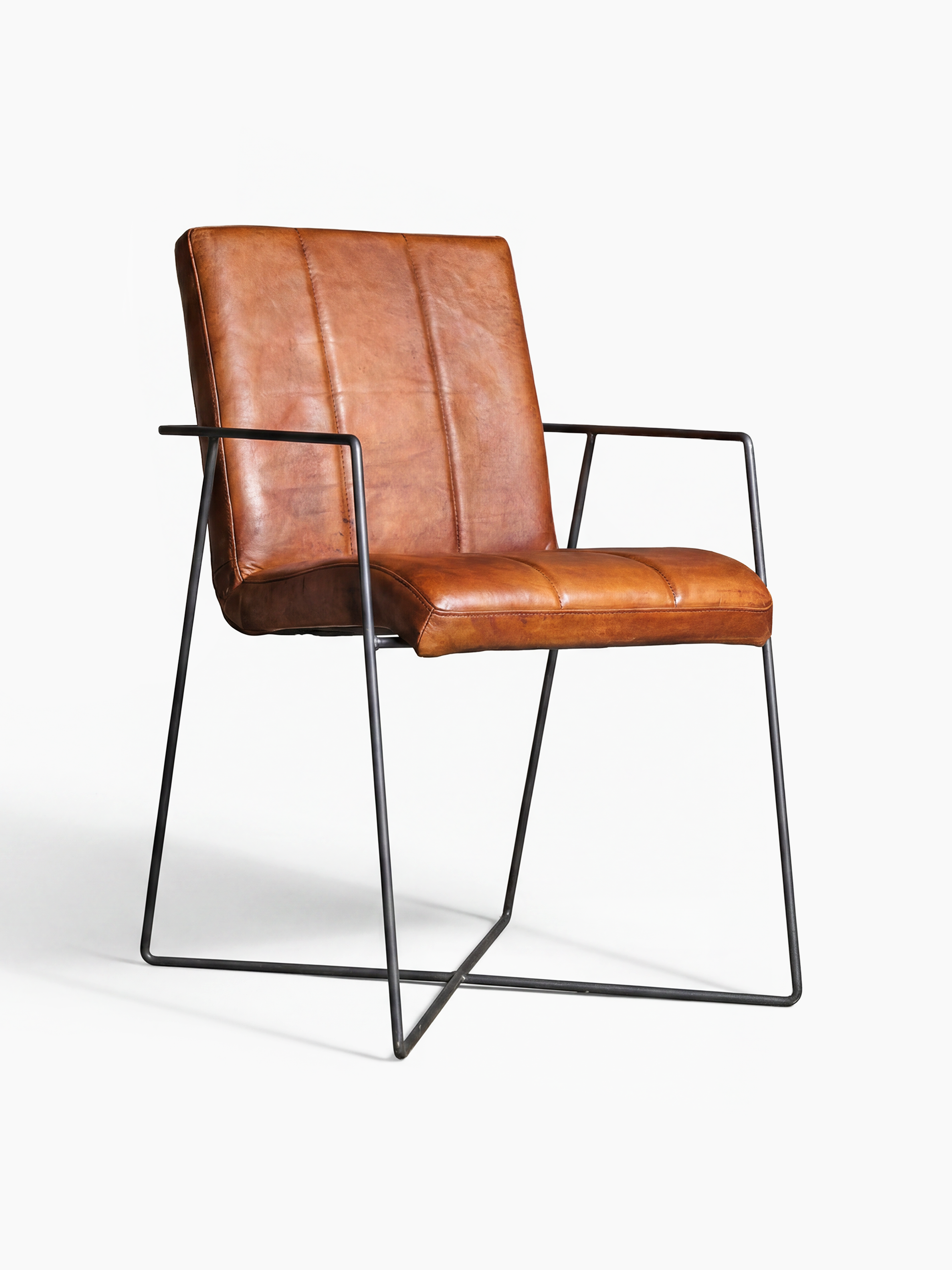 Designstuhl COOPER aus Leder in Cognac