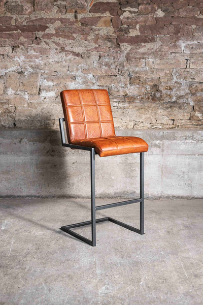 Barhocker FARGO aus Leder in Cognac