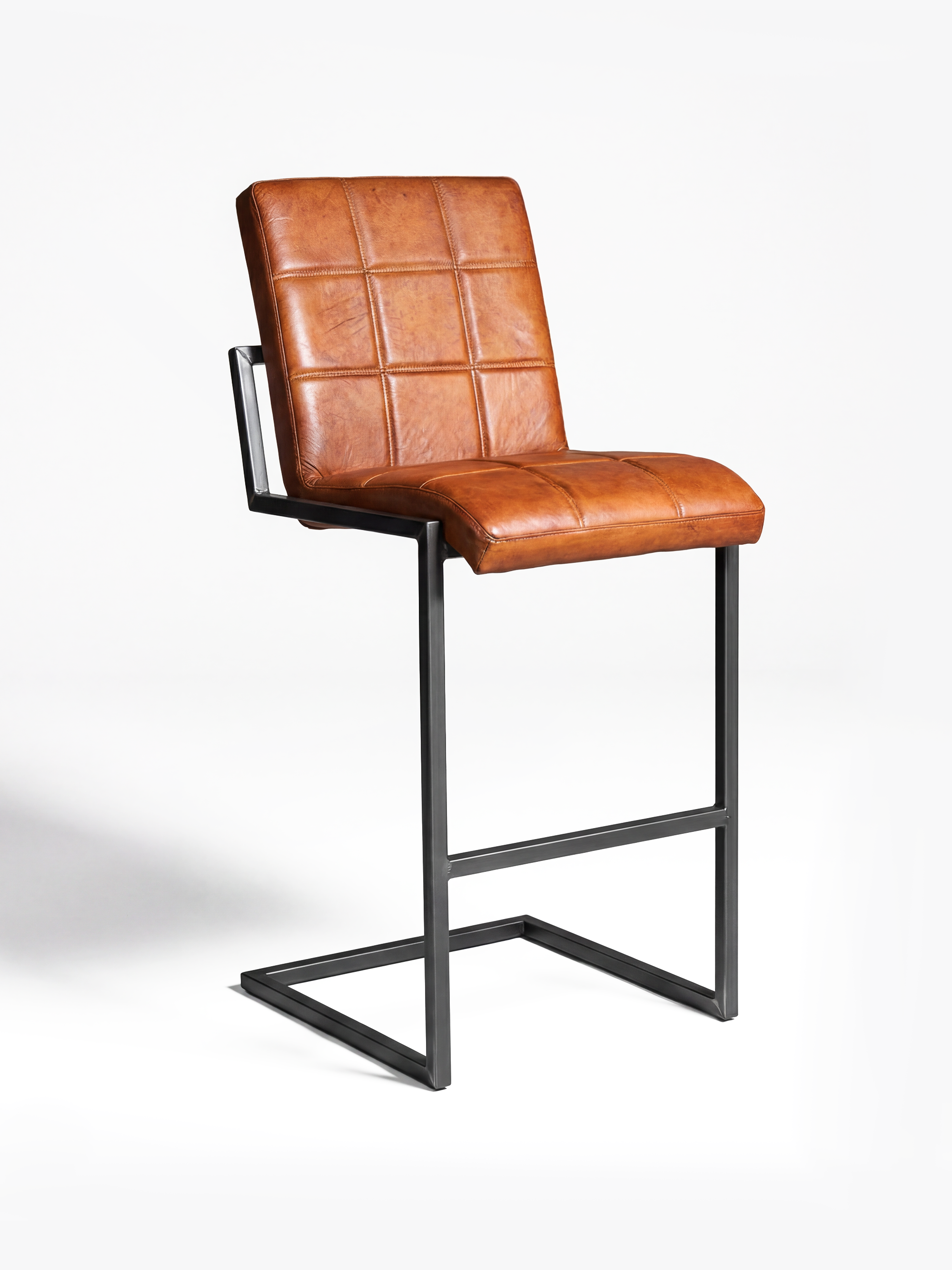 Barhocker FARGO aus Leder in Cognac