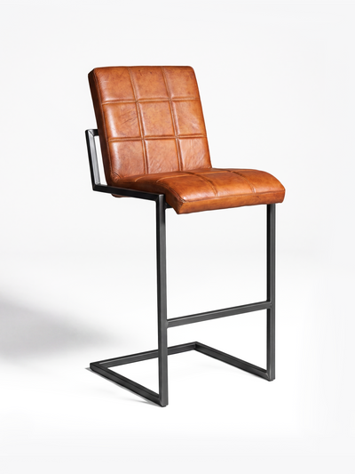 Barhocker FARGO aus Leder in Cognac