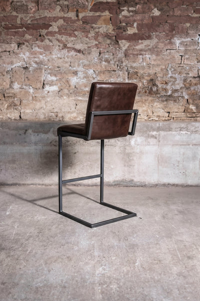 Barhocker „Fargo“ aus Leder in Braun, Rückansicht