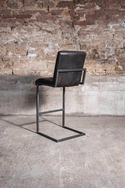 Barhocker „Fargo“ aus Leder in Schwarz, Rückansicht