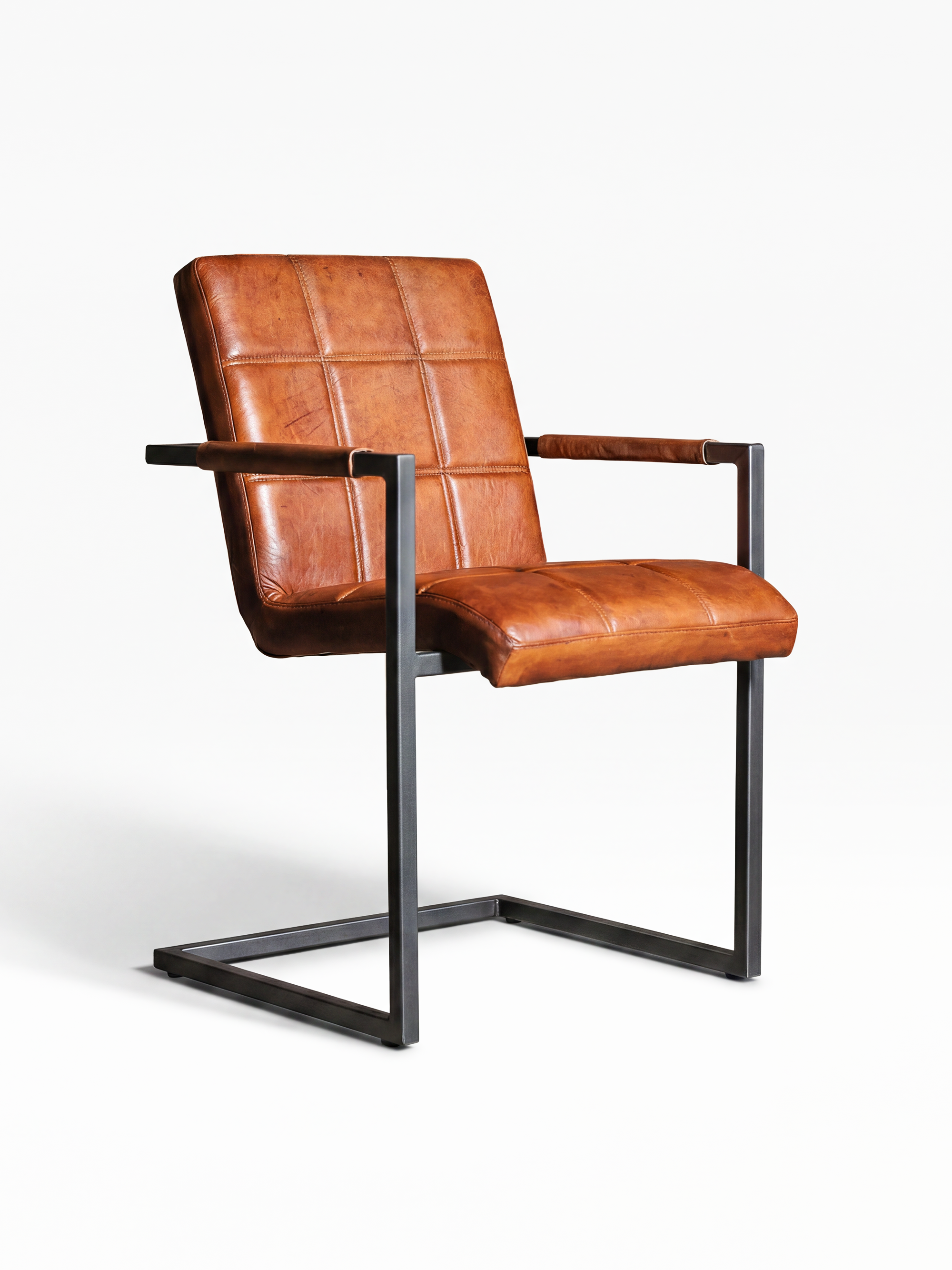 Freischwinger Stuhl FARGO aus Leder in Cognac