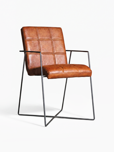 Design Stuhl FARGO aus Leder in Cognac