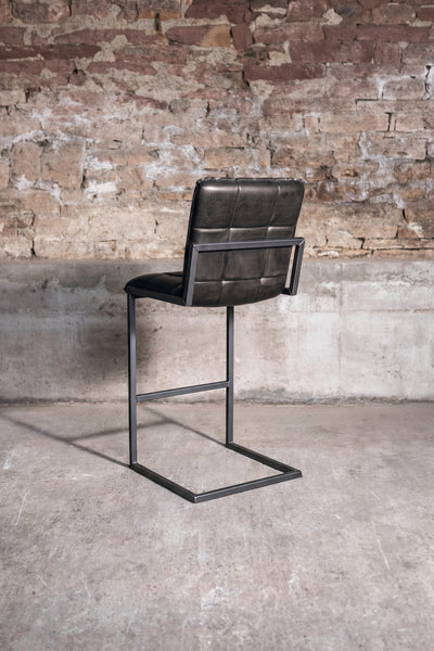 Barhocker „Goodman“ aus Leder in Schwarz, Rückansicht
