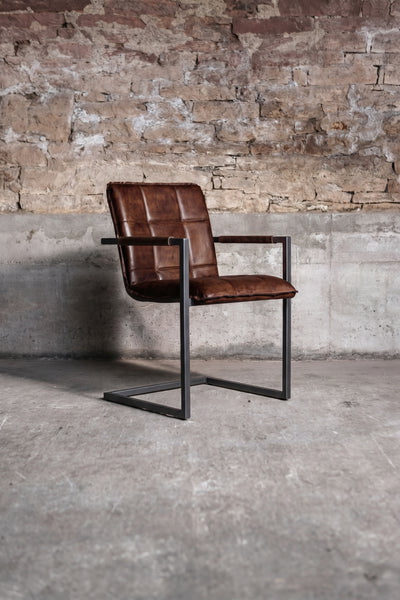 Freischwinger „Goodman“ aus echtem Büffelleder in Braun, Industrial Design