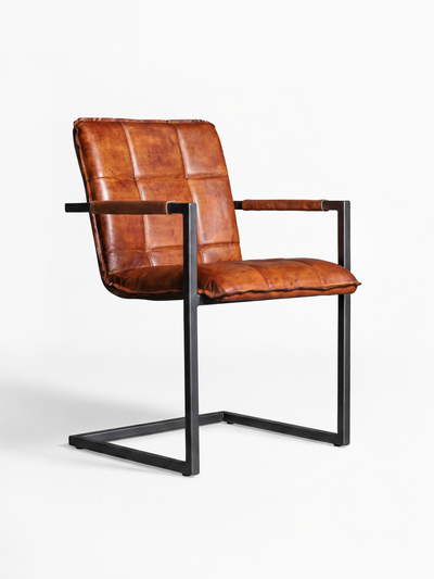Freischwinger Stuhl GOODMAN aus Leder in Cognac