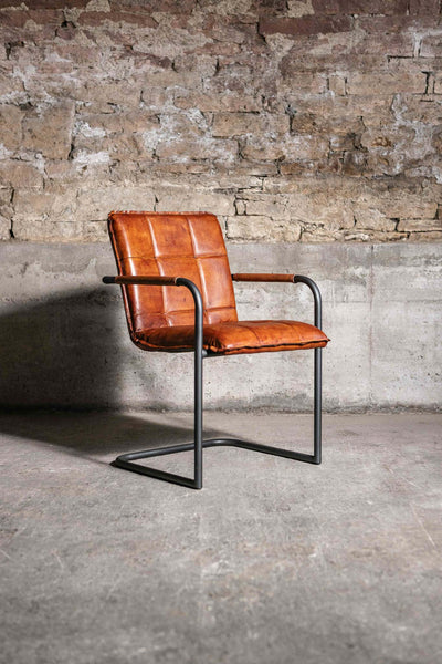 Freischwinger Stuhl GOODMAN aus Leder in Cognac