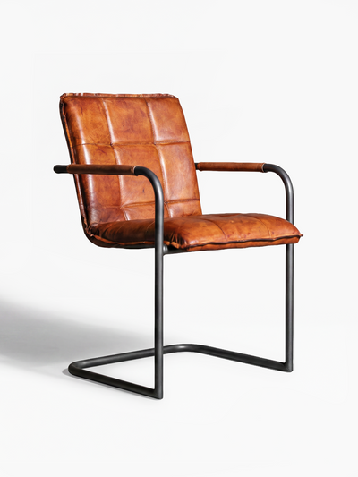 Freischwinger Stuhl GOODMAN aus Leder in Cognac
