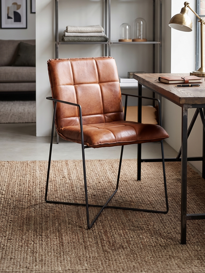 Designstuhl Goodman aus Leder in Cognac