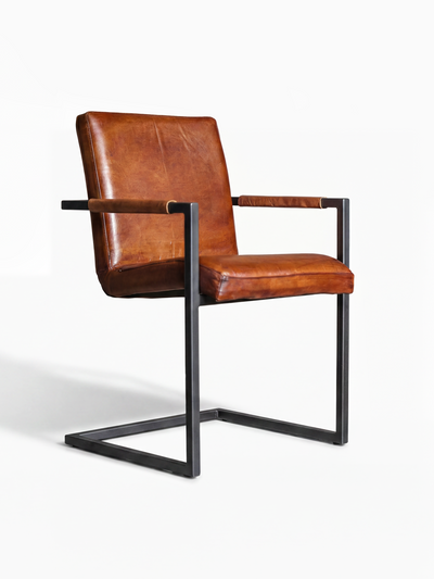 Freischwinger Stuhl JASPAR aus Leder in Cognac