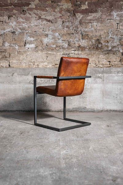 Freischwinger Stuhl JASPAR aus Leder in Cognac