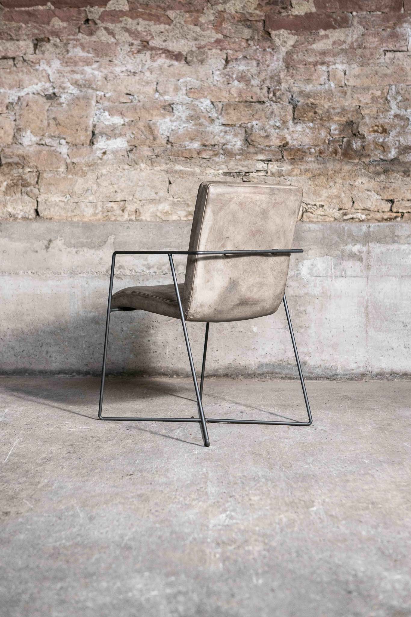 Designstuhl JASPAR aus Leder in Grau