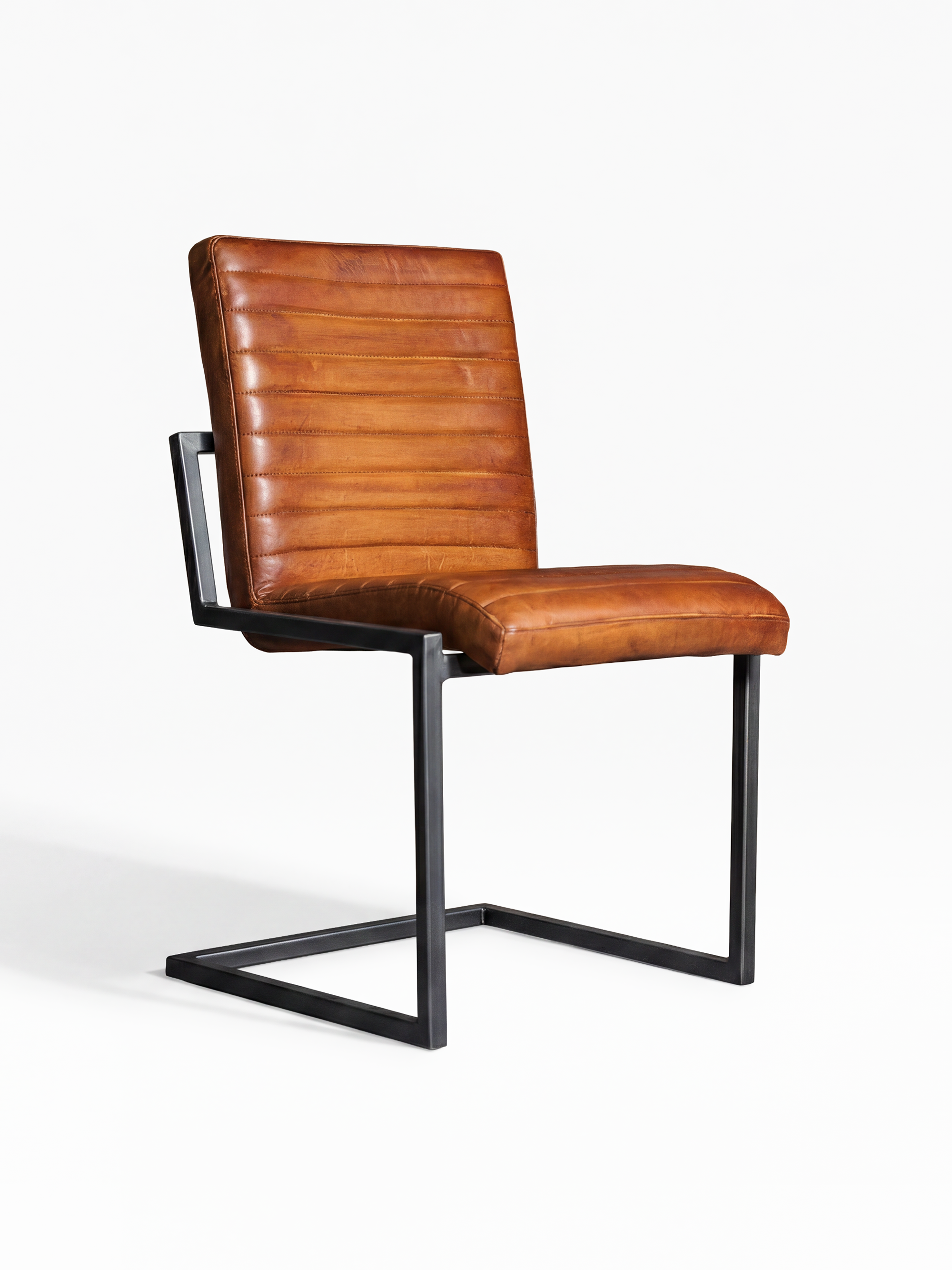 Freischwinger Stuhl SINATRA – Eckig – Ohne Armlehne Cognac