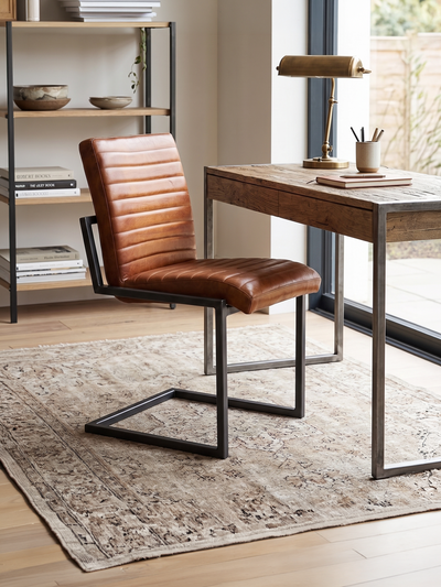 Freischwinger Stuhl SINATRA – Eckig – Ohne Armlehne Cognac