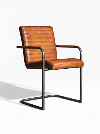 Freischwinger Stuhl SINATRA – Rund – Klassisch Cognac