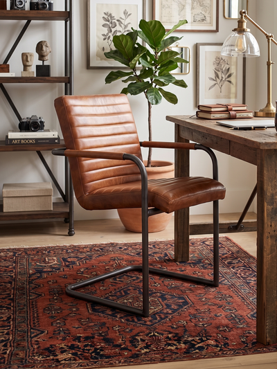 Freischwinger Stuhl SINATRA – Rund – Klassisch Cognac