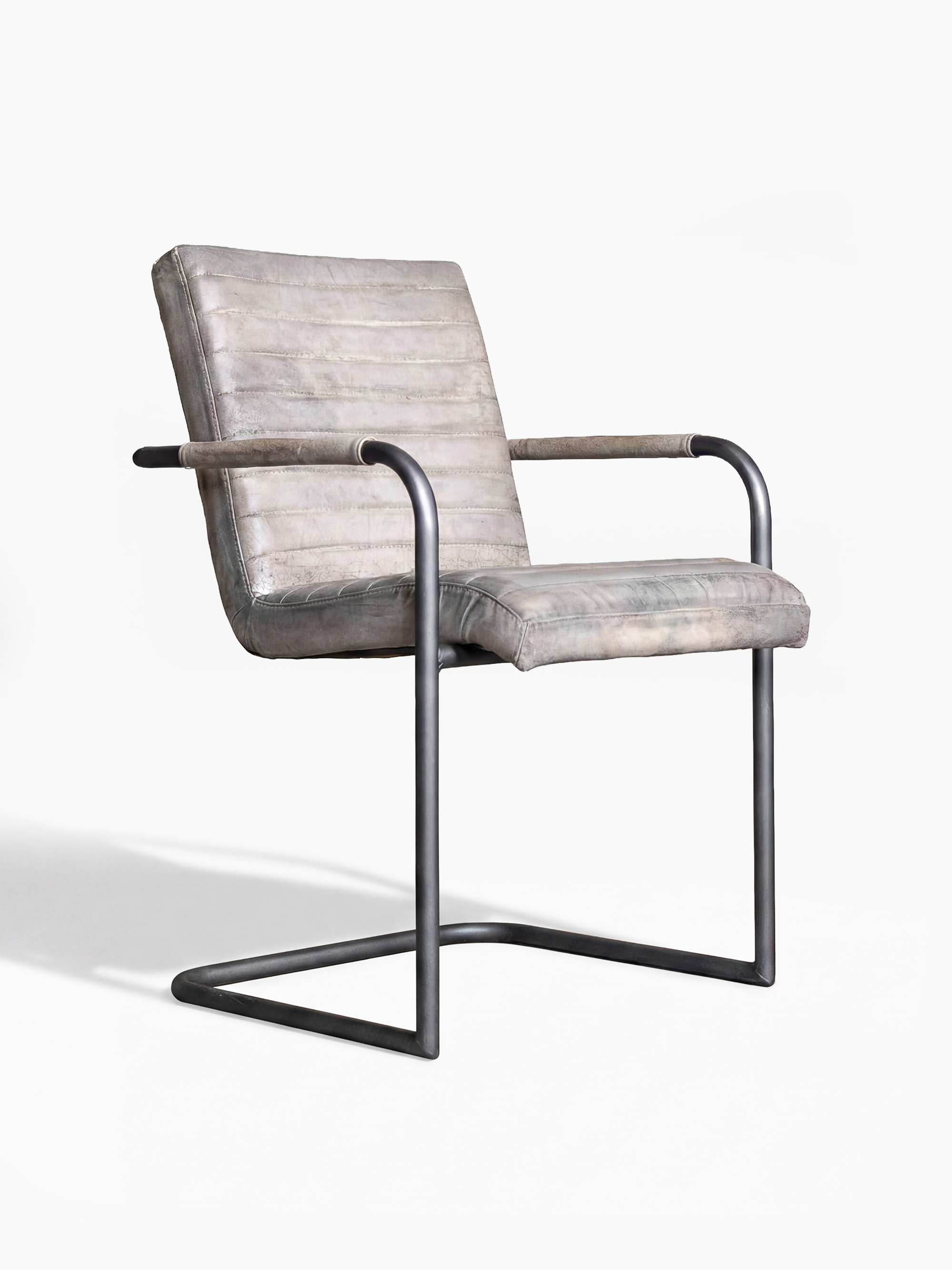 Eleganter Freischwinger Stuhl SINATRA aus Leder in Grau