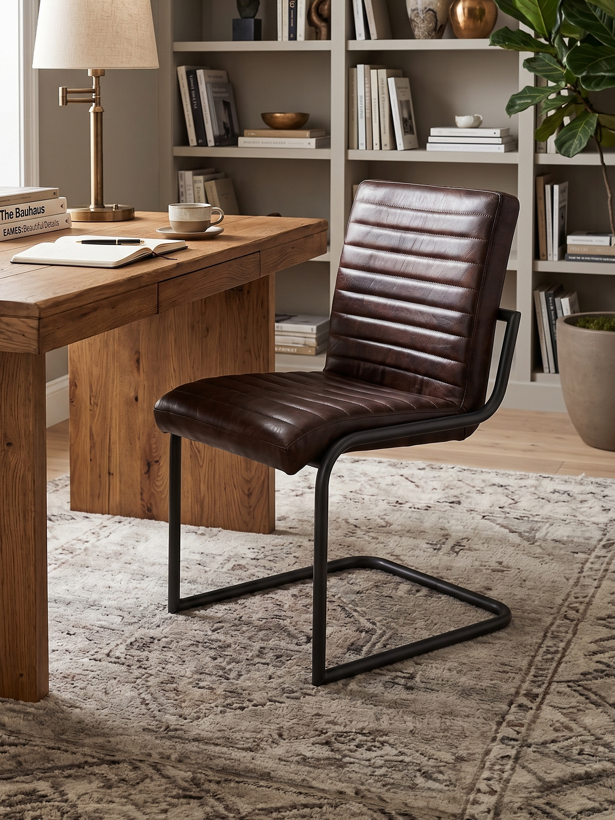 Freischwinger Stuhl SINATRA – Rund – Ohne Armlehne Braun