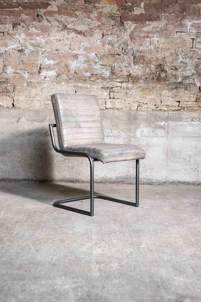 Freischwinger „Sinatra“ aus echtem Büffelleder in Grau, Industrial Design