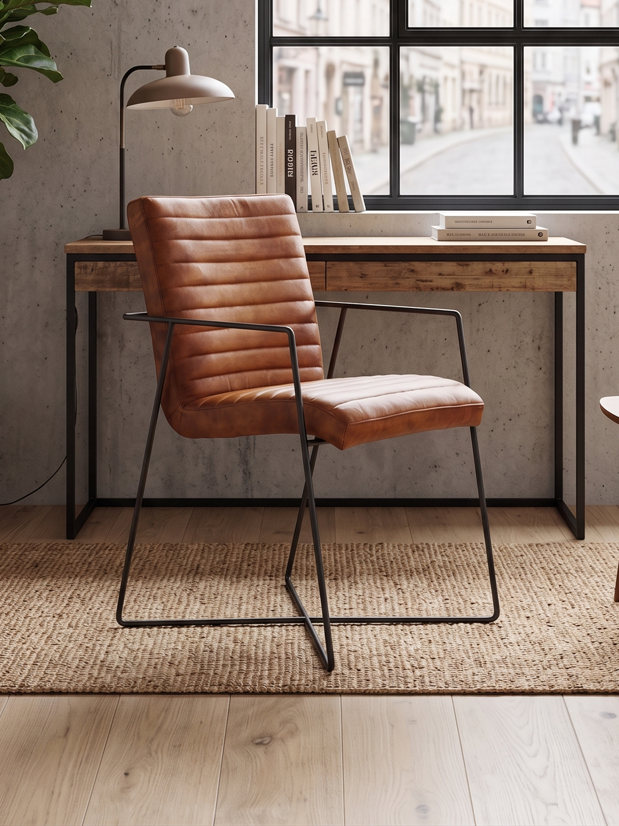 Designstuhl SINATRA aus Leder in Cognac