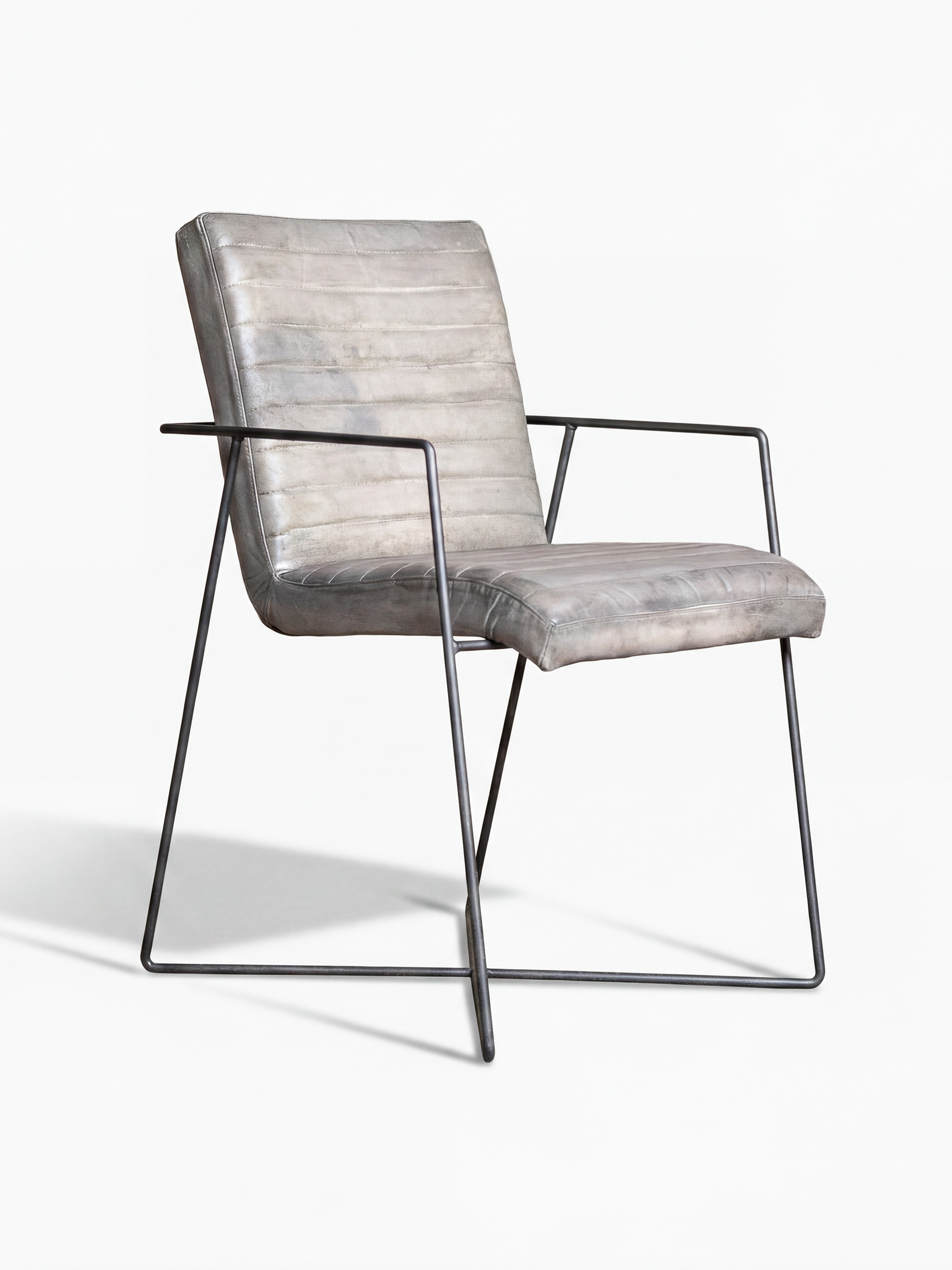 Designstuhl Sinatra aus Leder in Grau