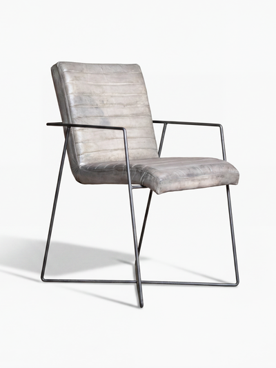 Designstuhl Sinatra aus Leder in Grau