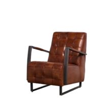 Rustikaler Lounge Sessel in Cognac mit feiner Steppung